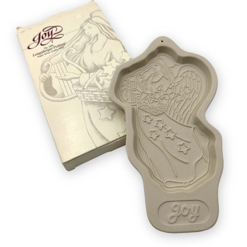 Vintage 1996 LONGABERGER Pottery COOKIE MOLD HOLIDAY CHRISTMAS ANGEL OF JOY